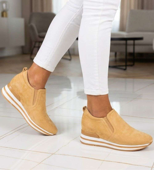 Zamszowe trampki sneakersy na koturnie /D5-3 18661 T10-5/