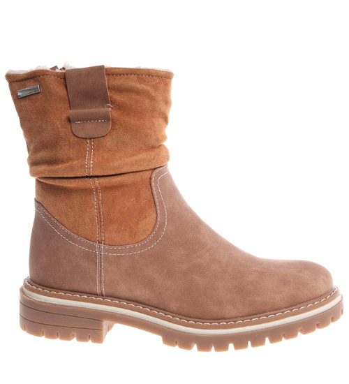 Zimowe botki saszki z ociepleniem Brązowe /G9-3 18540 G388/