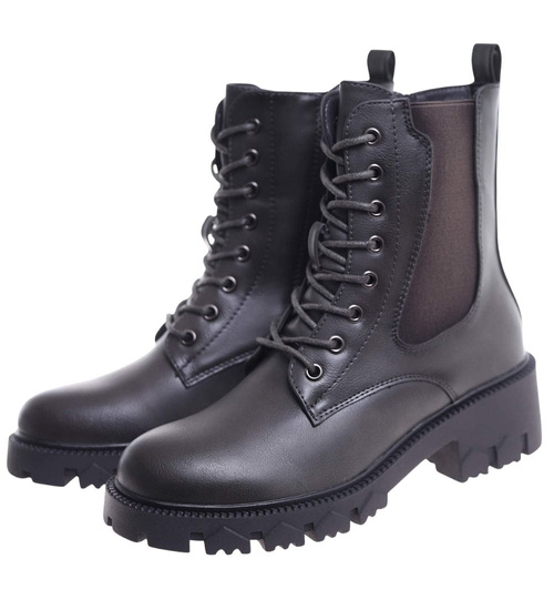 Szare trapery damskie na platformie /C1-3 18387 W381/