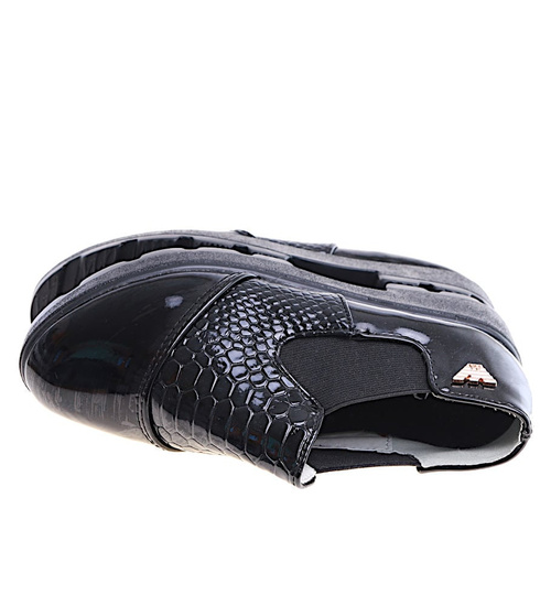 Czarne wsuwane dziewczęce półbuty /B2-3 14944 T039/