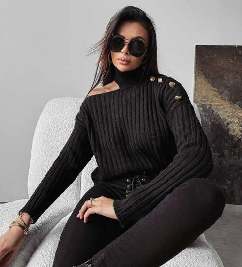 Czarny golf damski Ashley Olavoga /H UB670 L987/