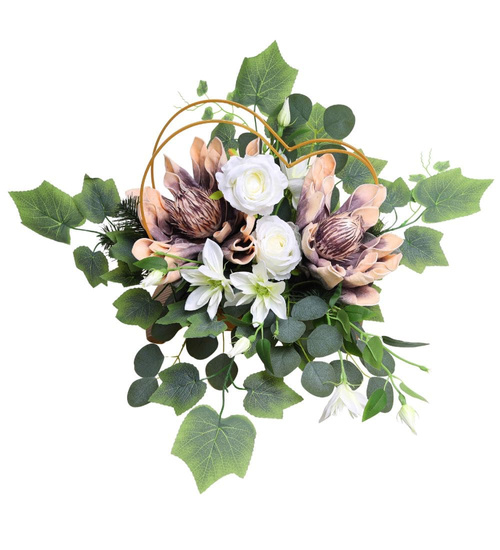 Duży stroik Żółto fioletowe kwiaty KOMP142 M700