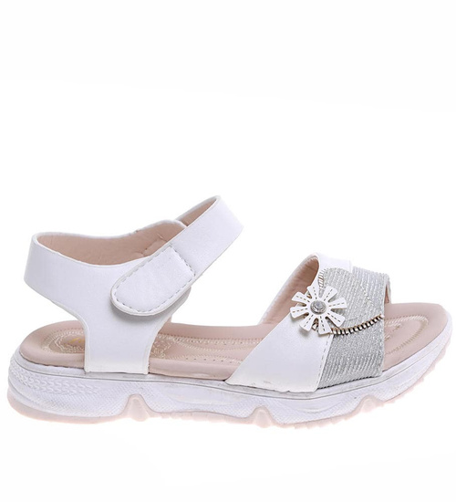 Białe sandałki dziewczęce z rzepami /G5-2 16384 T381/