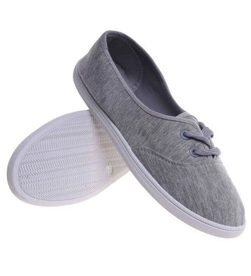 Wiązane damskie tenisówki szare /E8-1 18095 S098/