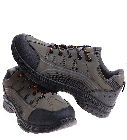 Sznurowane męskie buty trekkingowe Zielone /D2-1 10394 S393/