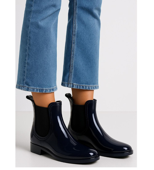 Kalosze damskie granatowe gumiaki sztyblety /D2-1 18041 T201