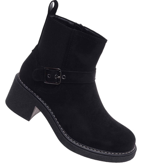 Botki damskie na grubym niskim obcasie /G9-3 18243 W424/
