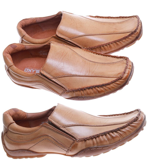 Wsuwane półbuty w sportowym stylu Beżowe /G5-1 17558 T185/