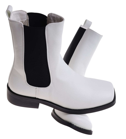 Białe botki sztyblety z ociepleniem /J6-4 H2 18445 T187/