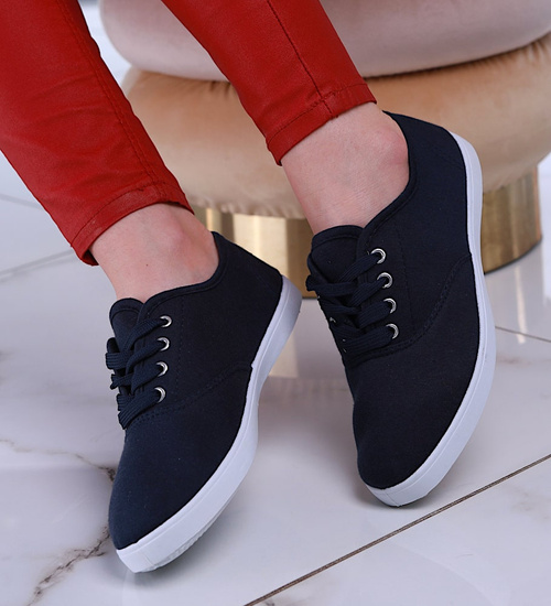 Granatowe damskie tenisówki /A4-2 13437 S175/