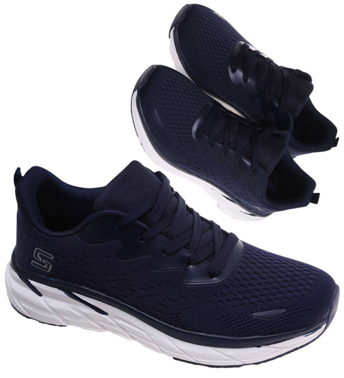 Granatowe męskie buty sportowe /C1-1 18009 GF483/