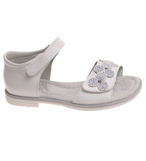 Dziewczęce sandały na rzepy Białe /D8-1 11975 T290/