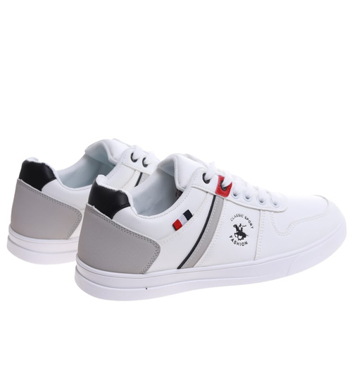 Białe sznurowane trampki męskie /G13-3 16654 T428/