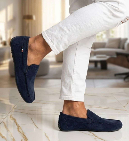 Zamszowe buty męskie wsuwane mokasyny /F2-2 16629 S398/