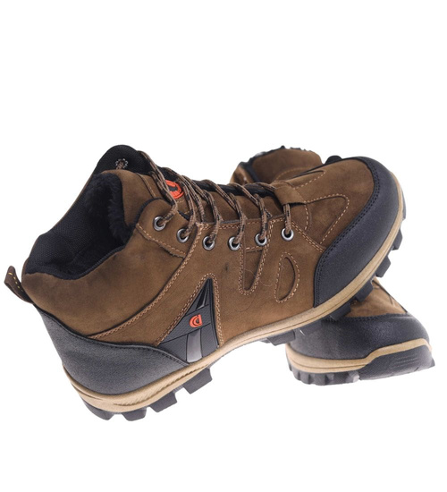 Ocieplane brązowe męskie buty trekkingowe /A10-1 18618 T499/