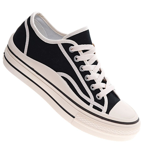 Czarne trampki damskie na platformie /A1-2 13961 S261/