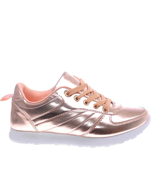 Lekkie złote sportowe buty damskie /F7-1 12929 T292/