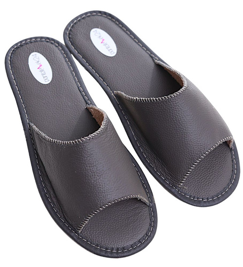 Czarne klapki z naturalnej skóry Premium /D5-1 11323 S199/