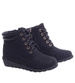 Czarne sznurowane botki na niskim koturnie /C5-2+H2 16626 T7-38/