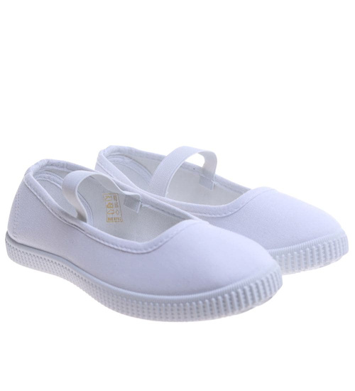 Wsuwane białe dziewczęce tenisówki balerinki czeszki z paseczkiem /C7-2 17481 T125/