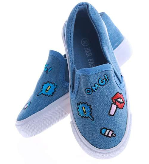 Wsuwane niebieskie dziecięce tenisówki slip on /F8-2 13524A T9/