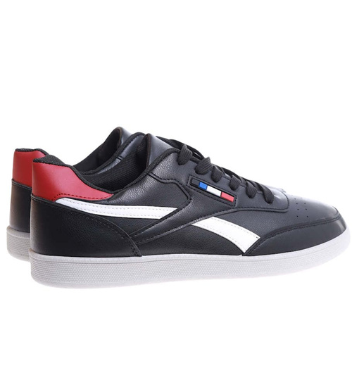 Sznurowane czarne trampki męskie /D1-2 18147 T226/