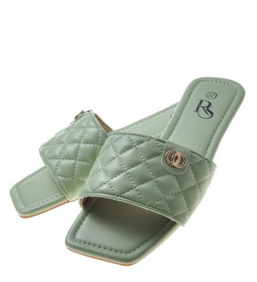 Modne klapki damskie zielone /G12-2 9115 S198/