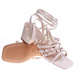 Beżowe sandały na grubym obcasie Lace up /G1-3 16178 G132/