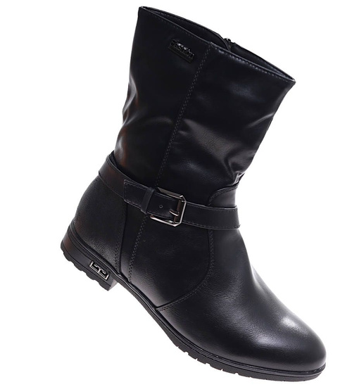 Wysokie czarne botki damskie /J5-3 16947 T230/