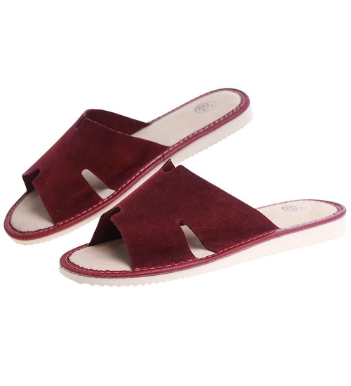 Skórzane domowe klapki kapcie fioletowe /G2-1 13380 S194/