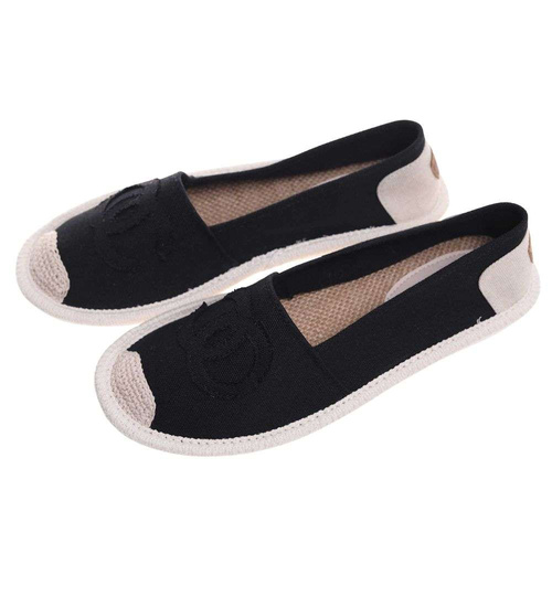 Wsuwane baleriny czarne espadryle /A10-1 18726 T188/