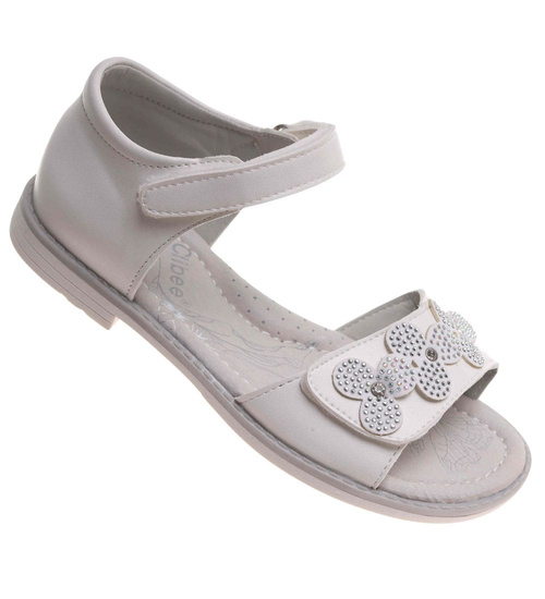 Dziewczęce sandały na rzepy Białe /D8-1 11975 T290/