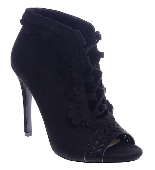 Czarne damskie sandały na szpilce /F3-2 13165 T298/