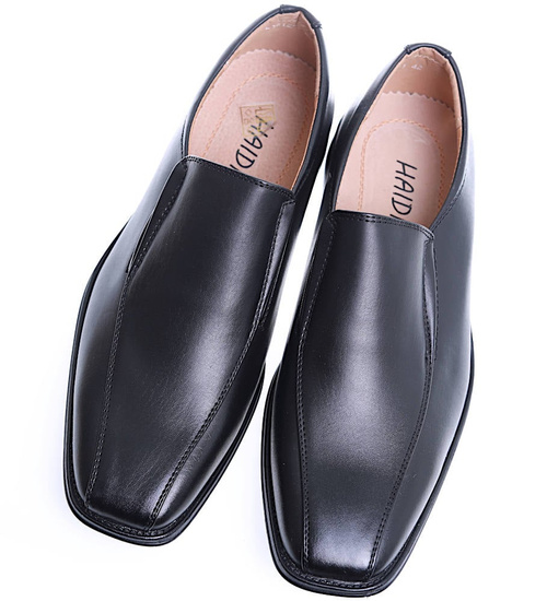 Wsuwane męskie czarne półbuty mokasyny /D6-1 15497 T251/