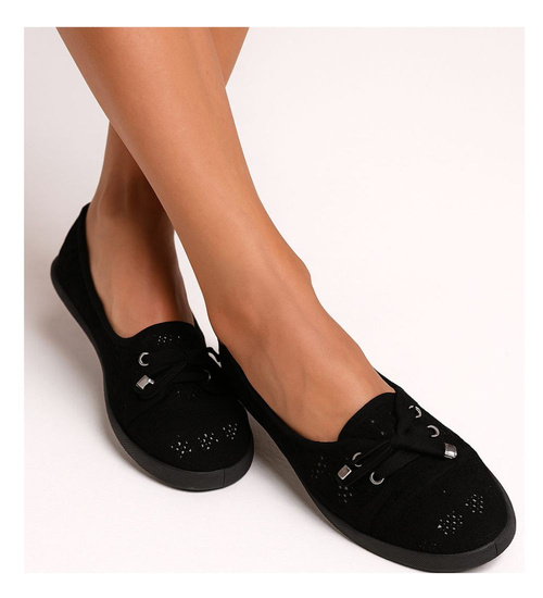 Tenisówki damskie czarne ażurowe /B3-2 17887 T199/