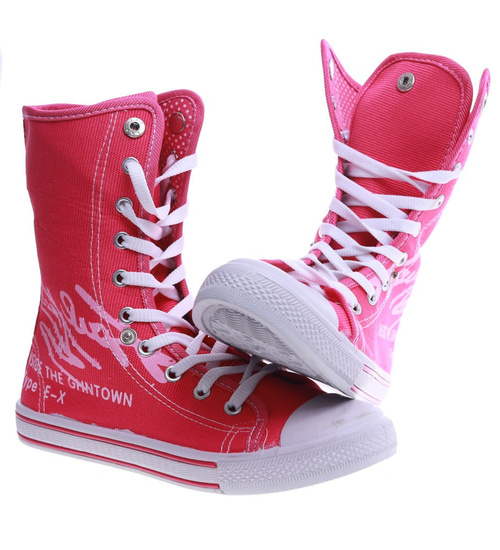 Wysokie różowe trampki damskie /D5-3 13505 T097/