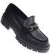 Czarne półbuty loafersy damskie na platformie /L2-1 18620 W142/