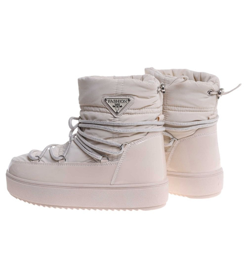 Ocieplane śniegowce damskie Beżowe /F7-2 18570 W343/