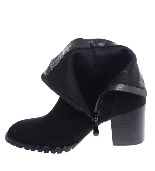 Czarne eleganckie botki na obcasie /i4-2 18397 W482/