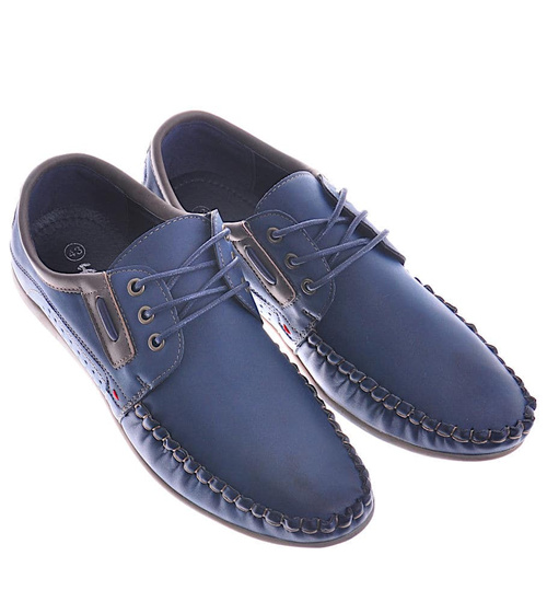 Męskie półbuty jak mokasyny Granatowe /D9-2 10404 S356/