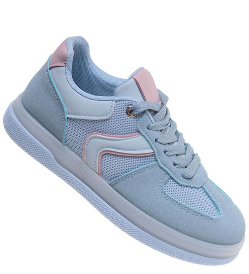Wiązane snekaersy damskie niebieskie pastelowe /F10-1 18826 G455/