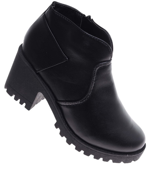 Damskie botki na obcasie w kolorze czarnym /E10-3 9881 S195 +H2/