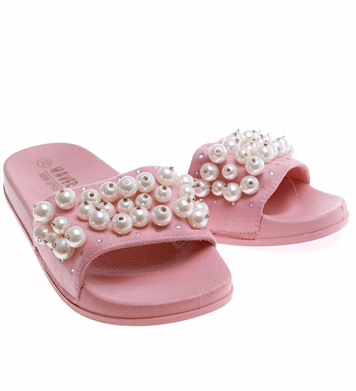 Dziewczęce różowe klapki z perełkami /E9-2 16434 T290/