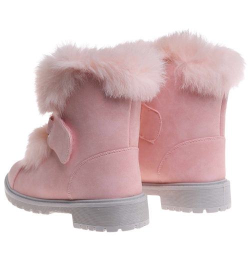Zimowe różowe dziewczęce botki na rzepy /G6-2 18345 T295/