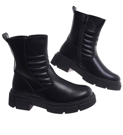 Czarne wysokie botki na platformie /J4-4 H2 18441 W188/