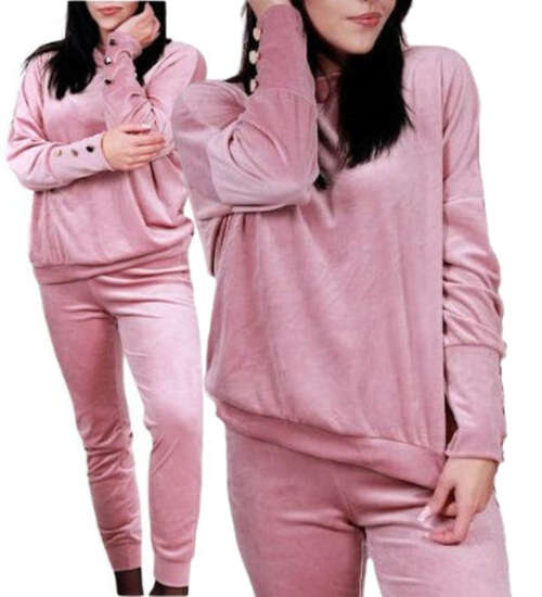 Różowy welurowy dres z guziczkami /H2 A3-2 UB557 T637/
