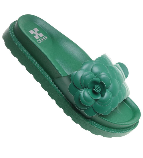 Plażowe zielone klapki damskie /G7-2 17884 S098/
