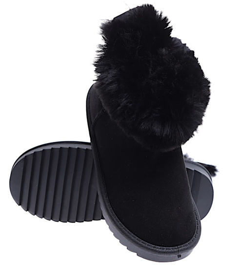 Czarne kozaki śniegowce botki dziewczęce /D2-3 15361 T283/