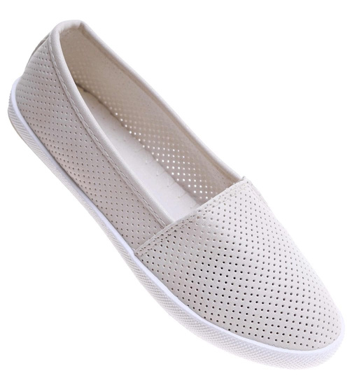 Beżowe ażurowe baleriny dziewczęce /E8-2 17631 121/