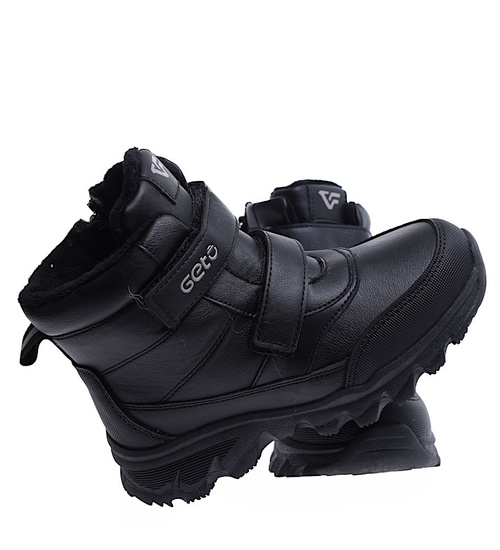 Czarne chłopięce trapery ocieplane na rzepy /E8-2 15344 T549/